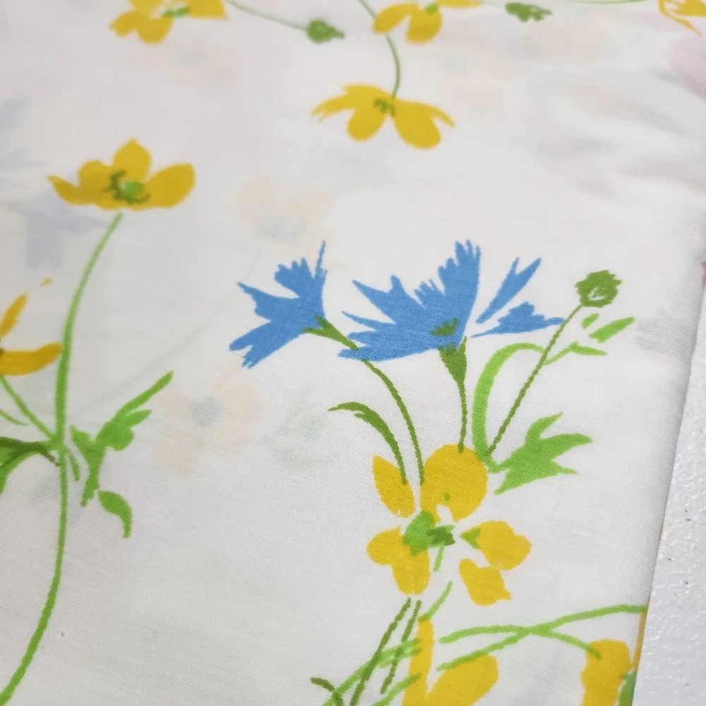 Vintage Fieldcrest Perfection Twin Flat Sheet Wildflower Botanical Floral USA